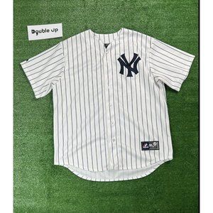 Brian McCann New York Yankees # 34 Majestic Pinstriped Jersey MLB White Blue xl